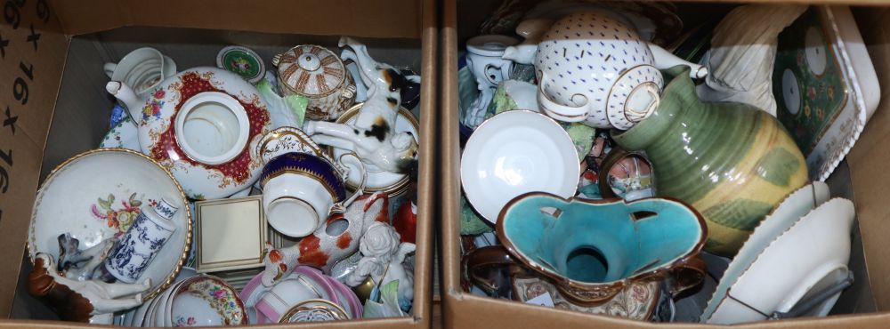 Two boxes of mixed 19th and 20th century ceramics